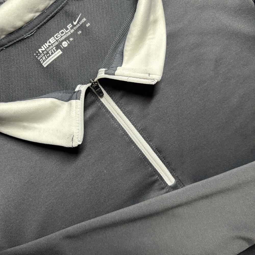 NIKE Golf 1/4 Zip XL Gray Athletic Fit Dri Fit Long Sleeve Stretch